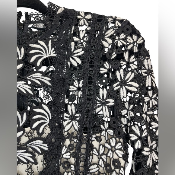 Self Portrait Antoinette Floral Guipure Lace Long Sleeve Mini Dress size 6 - Picture 15 of 16